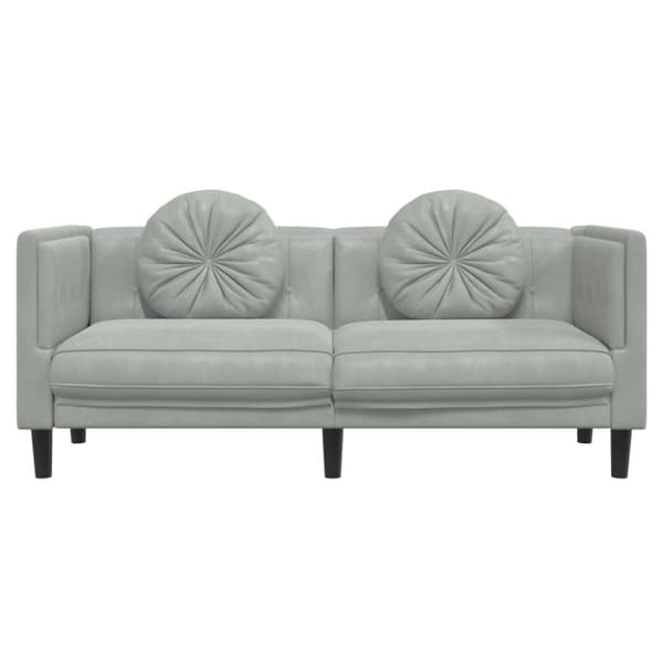 Soffa med kuddar 2-sits ljusgrå sammet