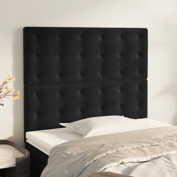 Sänggavel svart 80x5x118/128 cm sammet