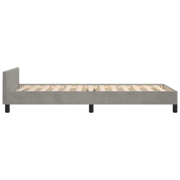 Sängram utan madrass ljusgrå 90x200 cm sammet