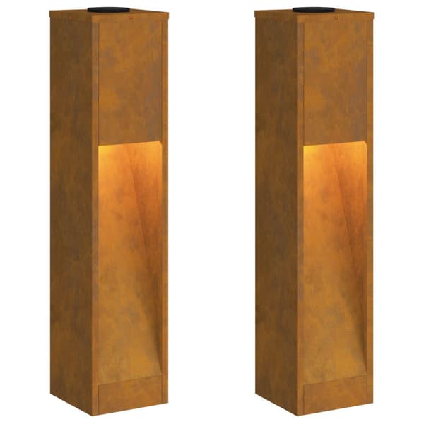 Solcell LED-vägbelysning 2 pcs Brons Väderbeständig stål