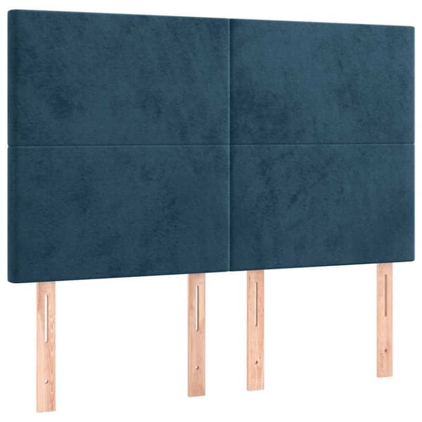 Ramsäng med madrass mörkblå 140x200 cm sammet