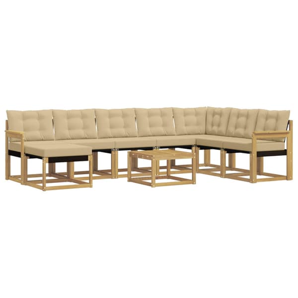 Utomhussoffset med kudde 9 pcs Vit och Beige