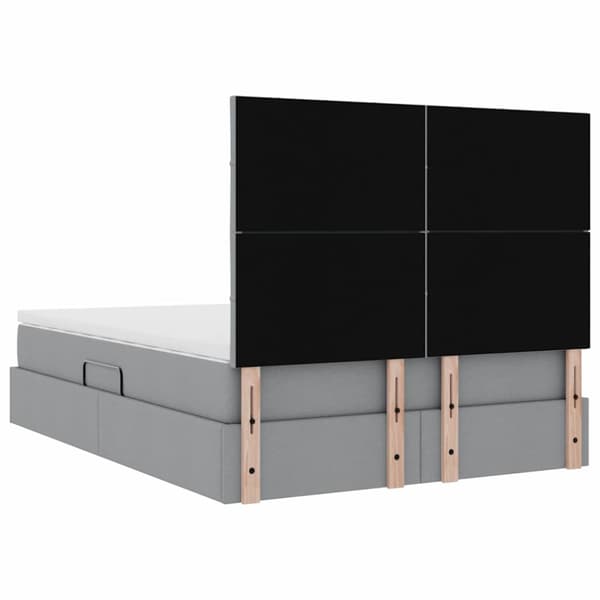 Förvaringssäng med LED med led Ljusgrå 140 x 190 cm Polyester