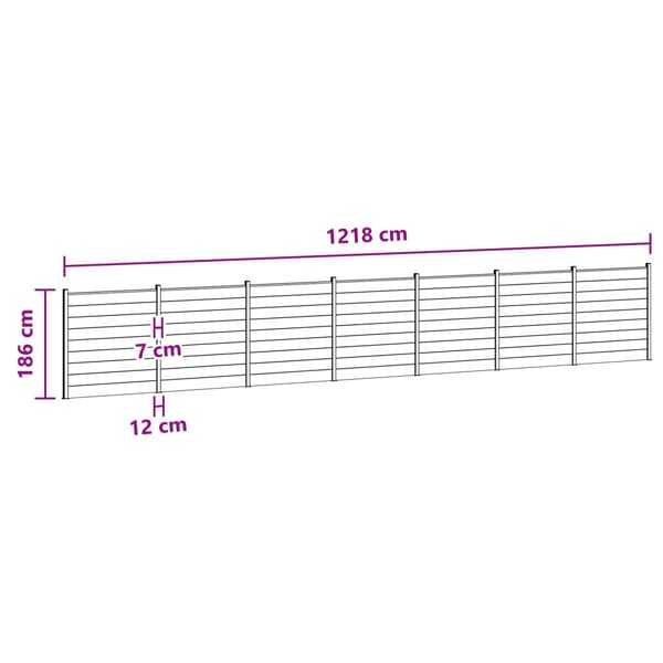 Stängselpanel 7 pcs WPC och aluminium Brun