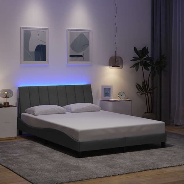 Bed Frame without Mattress "Hanko" Light Grey 140x190cm Fabric
