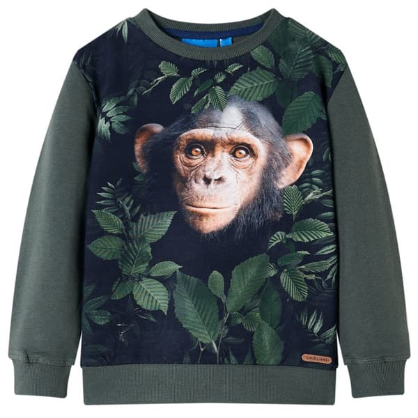 Barntröja mörk khaki 140