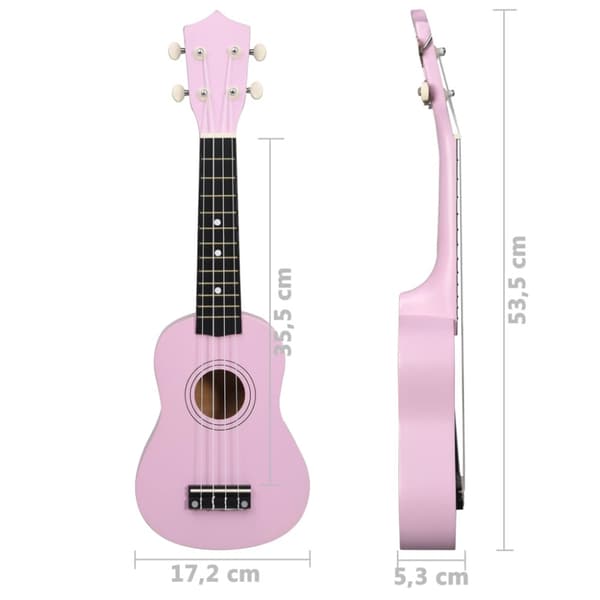 Sopranukulele med väska för barn sopran rosa 21"
