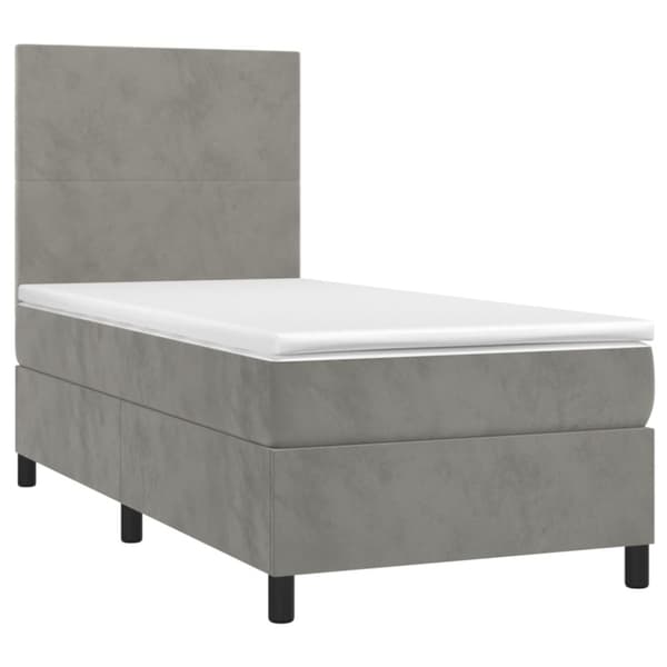 Ramsäng med madrass ljusgrå 100x200 cm sammet