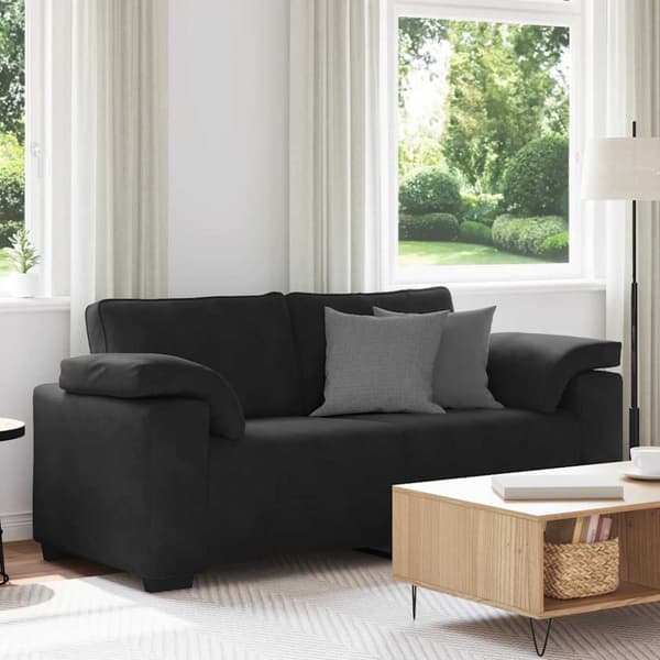 Loveseat soffa svart 180x77x82 cm sammet