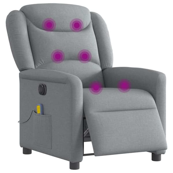 Elektrisk massagefåtölj ljusgrå tyg