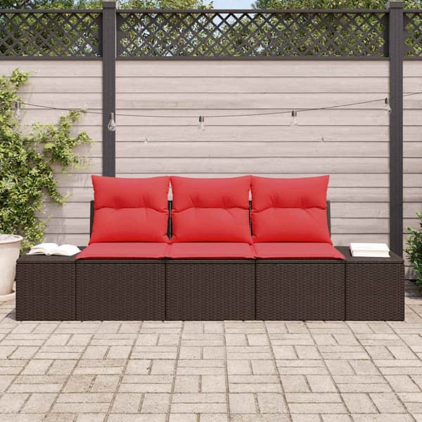 Soffset med kudde 3 pcs Brun konstrotting