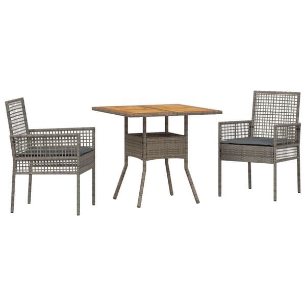 Trädgårdsmöbelset 3 pcs Grå konstrotting