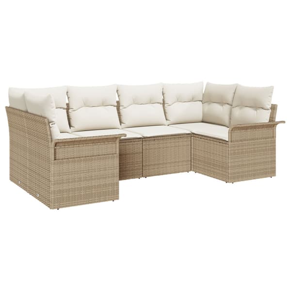 Trädgårdsoffset 6 st Beige konstrotting