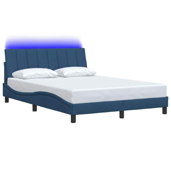 Bed Frame without Mattress "Hanko" Blue 140x200cm Fabric