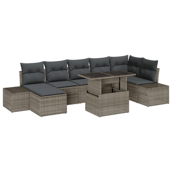 Trädgårdsoffset med lagring 8 pcs Grå Poly rattan
