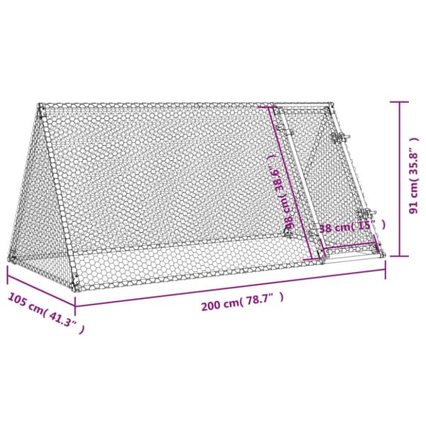 Hönsbur silver 200x105x91 cm galvaniserat stål