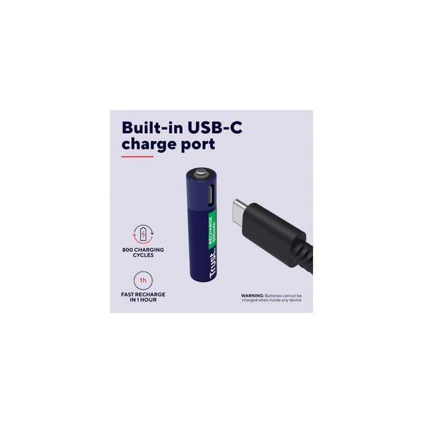 Batteri Laddbar TRUST AAA USB-C 4/fp