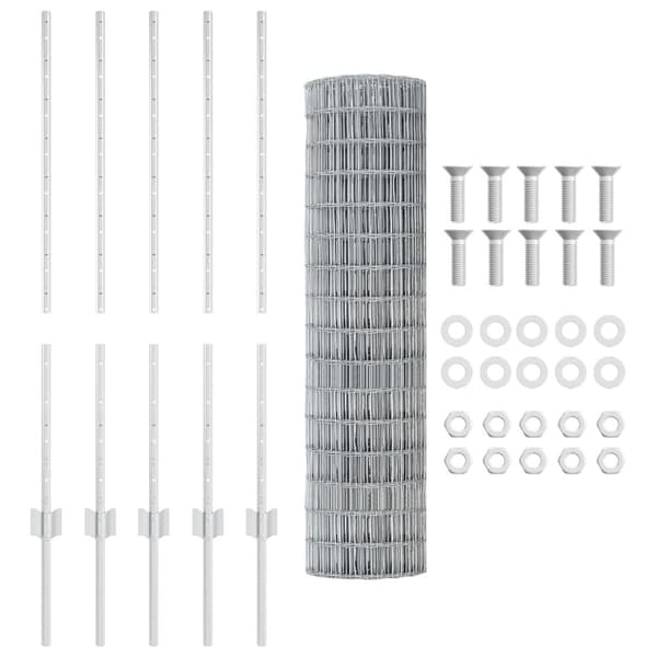Stängsel med stolpe Silver 1 x 10 m Stål