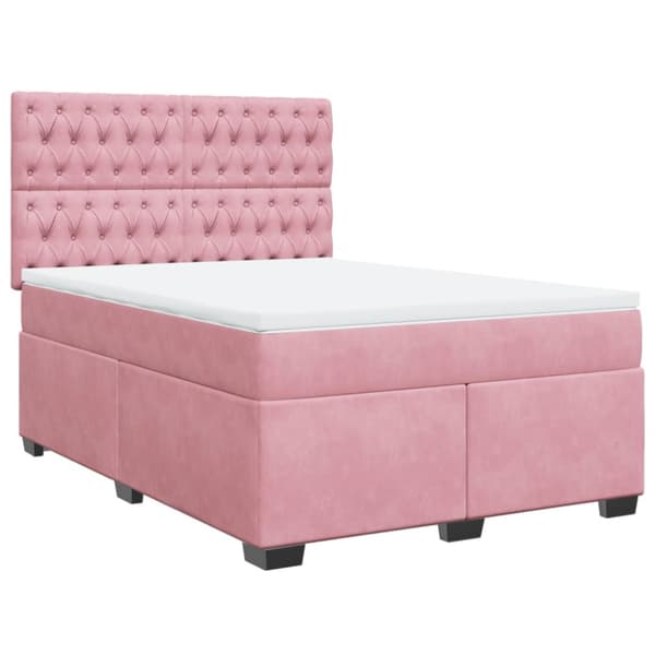 Ramsäng med madrass rosa 160x200 cm sammet