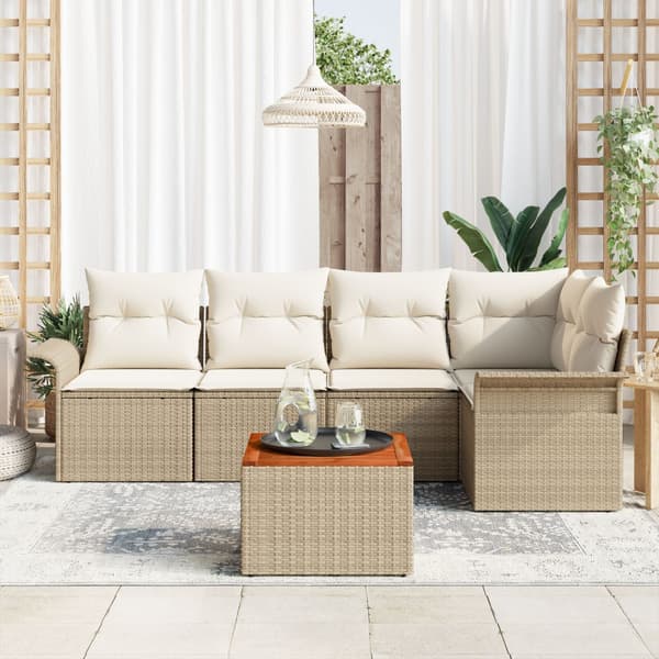 Trädgårdsoffset 6 st Beige konstrotting