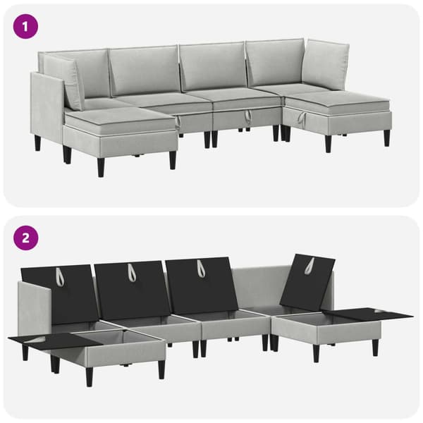 Möbelset för vardagsrummet 6 pcs Ljusgrå Tyg