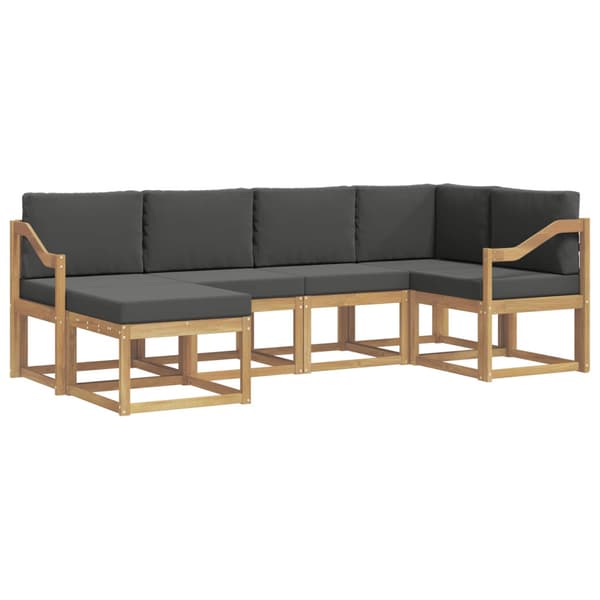 Utomhussoffset med kudde 6 pcs Vit och antracit Polyester