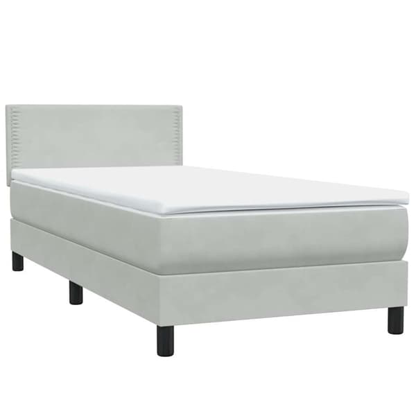 Ramsäng med madrass ljusgrå 80x220 cm sammet