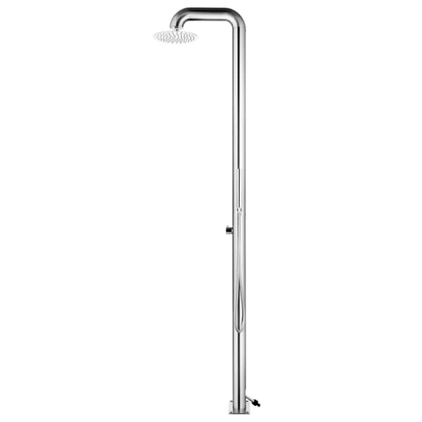 Trädgårdsdusch med grått golv 230 cm rostfritt stål