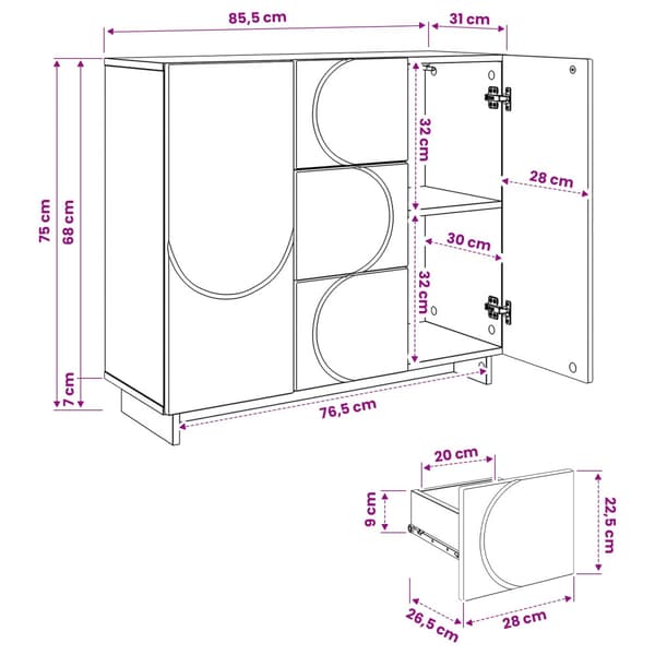 Sideboard Rökt ek 85.5 x 31 x 75 cm Konstruerat trä