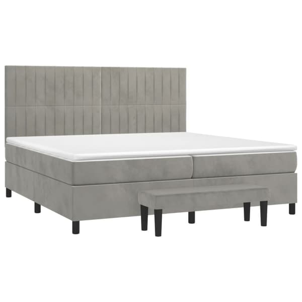 Ramsäng med madrass ljusgrå 200x200 cm sammet