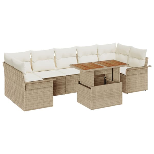 Trädgårdsoffset med kudde 8 pcs beige och gräddvit
