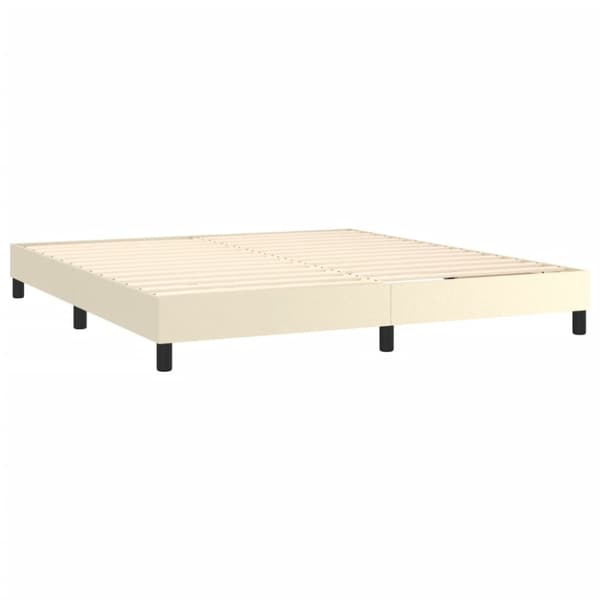 Boxspring-sängram gräddvit 180x200 cm konstläder