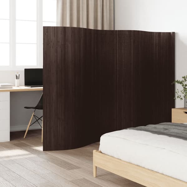 Rumsavdelare mörkbrun bredd 400 cm höjd 165 cm bambu