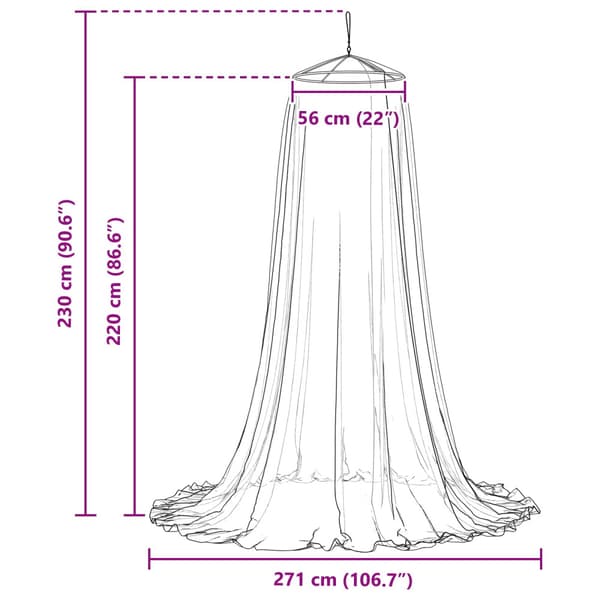 Myggnät för säng 156 nät 3 pcs Vit Polyester