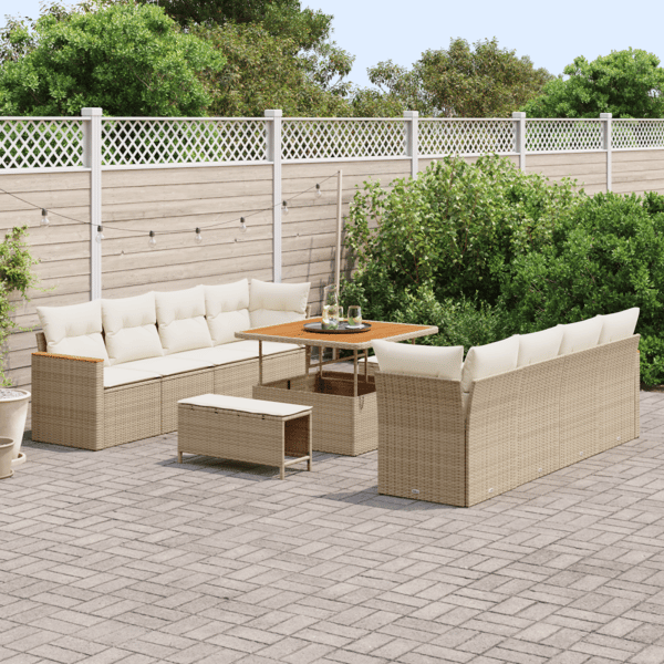 Trädgårdsoffset 11 pcs Beige konstrotting