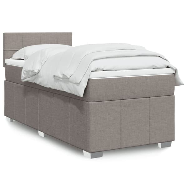 Ramsäng med madrass taupe 100x200 cm tyg