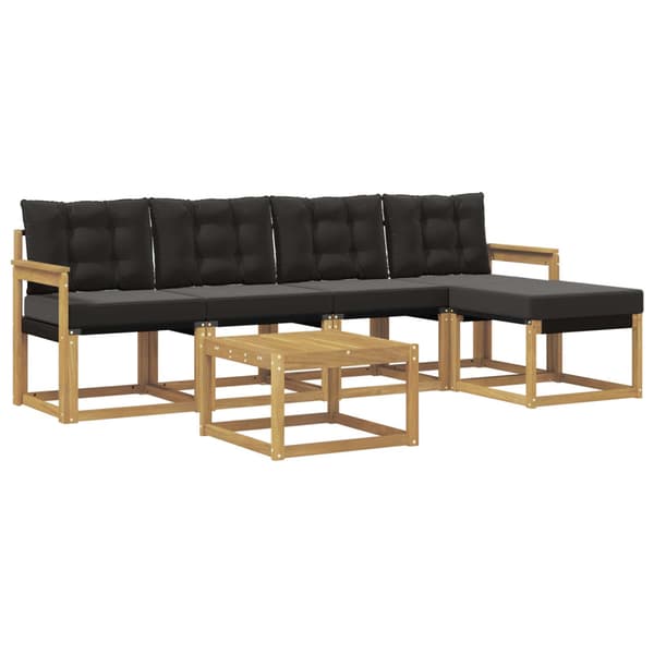 Utomhussoffset med kudde 6 pcs Vit och svart