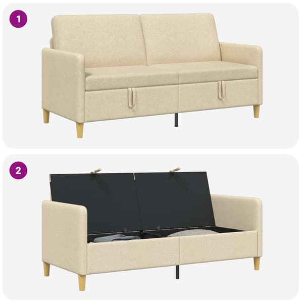 Soffa med förvaring Gräddvit 172 x 78 x 87 cm Polyester