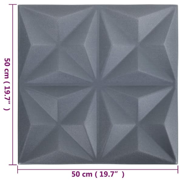 3D Väggpaneler 24 st 50x50 cm origami grå 6 m²