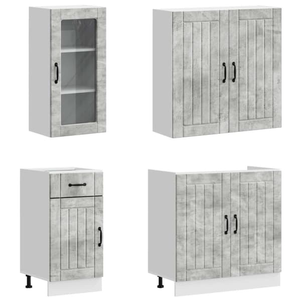 Köksenhet LUCCA 8 pcs Betonggrå Konstruerat trä
