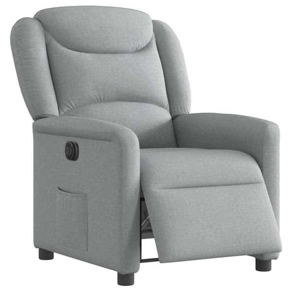 Elektrisk reclinerfåtölj ljusgrå tyg