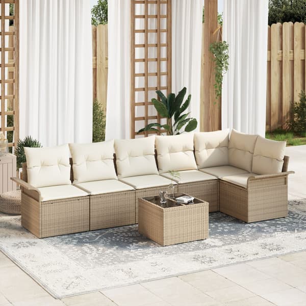Trädgårdsoffset 7 st Beige konstrotting