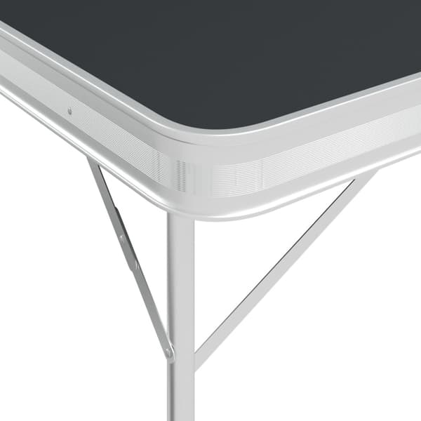 Hopfällbart campingbord med 2 bänkar aluminium grå