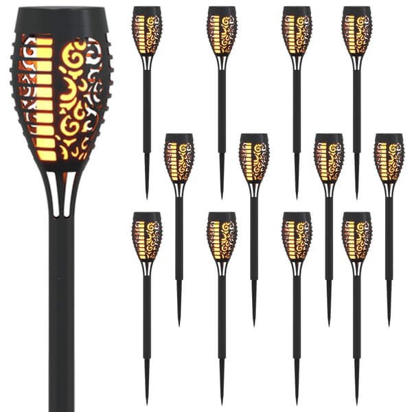 Utomhus solcellslampor med markspik 12 pcs Varmvit 47,5 cm ABS