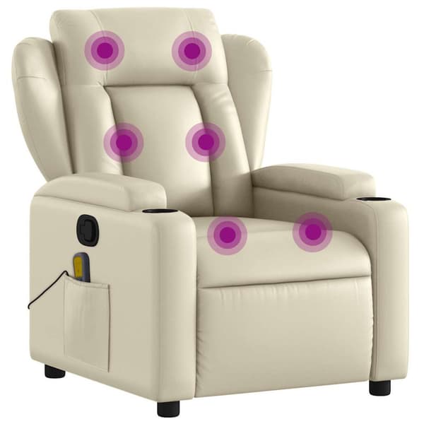 Massagefåtölj krämfärgad konstläder