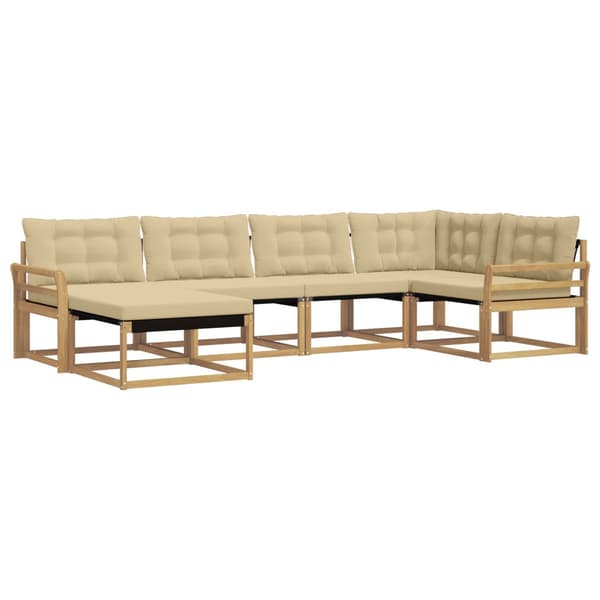 Utomhussoffset med kudde 6 pcs Vit och Beige