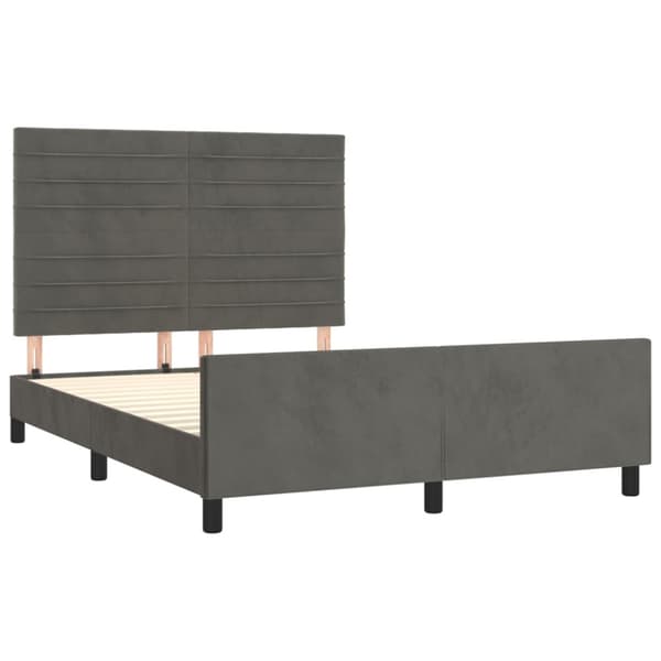 Sängram utan madrass mörkgrå 140x190 cm sammet