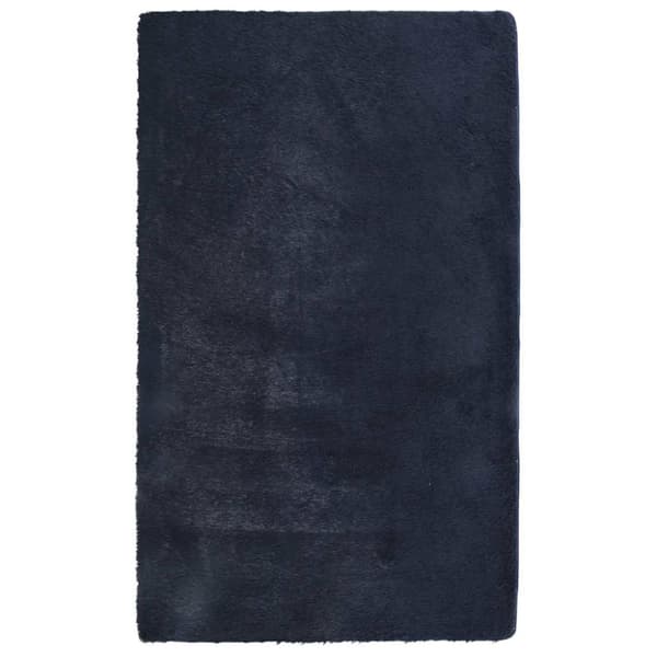 Ryamatta med lång lugg NAVARRA marinblå 60x100 cm polyester