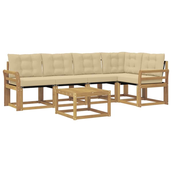 Utomhussoffset med kudde 6 pcs Vit och Beige