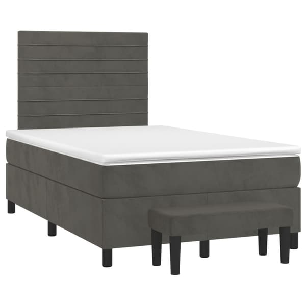Ramsäng med madrass mörkgrå 120x190 cm sammet
